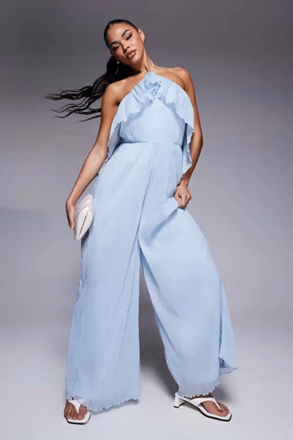 Ολόσωμη φόρμα για καλεσμένη σε γάμο σε γαλάζιο