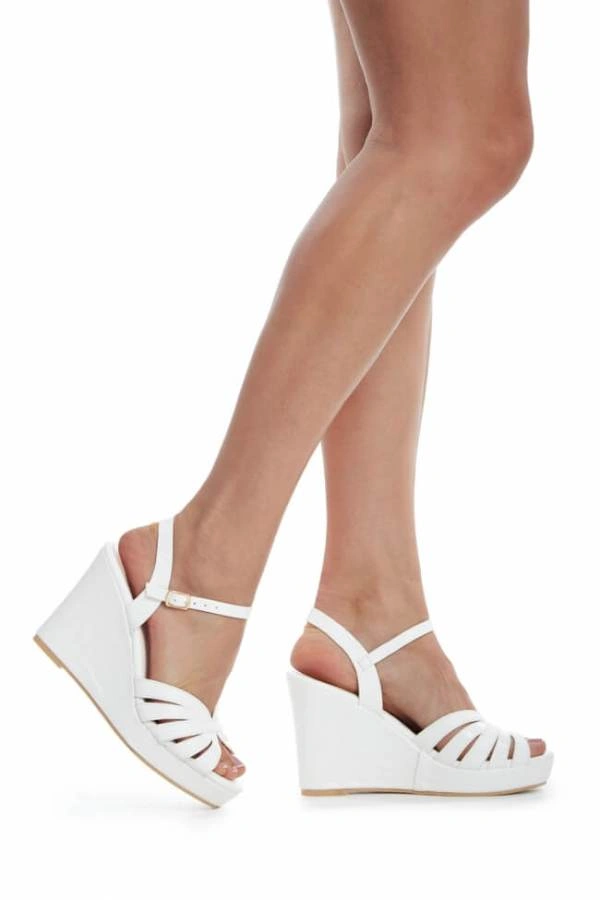 Νυφικές Πλατφόρμες με λουράκια & μπαρέτα Λευκό