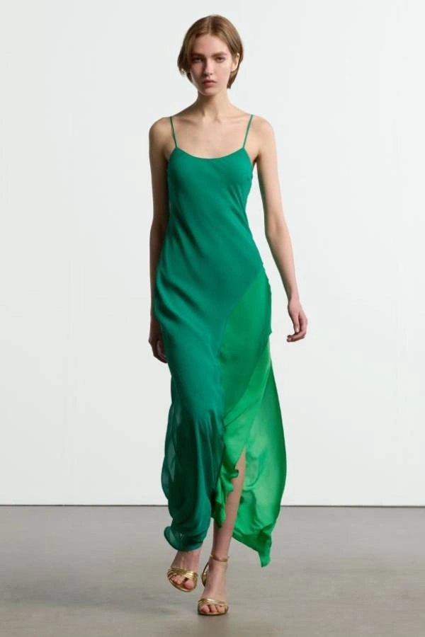 Τρίχρωμο μάξι φόρεμα με λοξό κόψιμο STELIOS KOUDOUNARIS