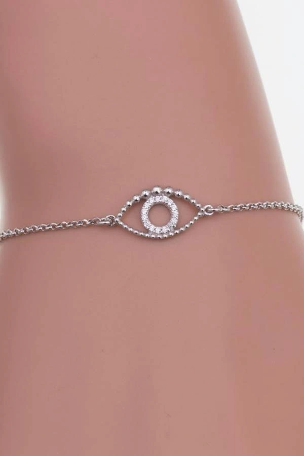 Βραχιόλι γυναικείο από ασήμι 925 και μάτι με πέτρες ζιργκόν