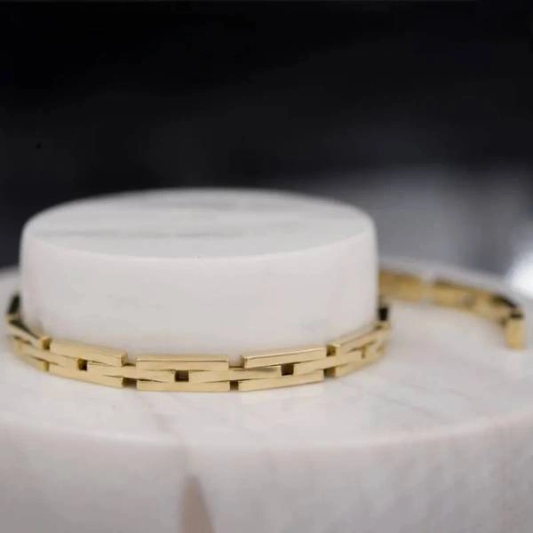 Χρυσό ανδρικό βραχιόλι Κ14 Λουστρέ για δώρο αρραβώνα σε γαμπρό