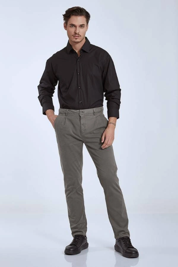 Celestino Chino Ανδρικό Παντελόνι Slim Γκρι