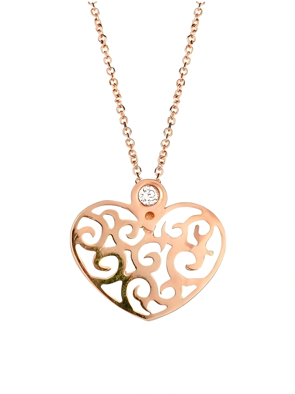 Διακριτικό Κολιέ καρδιά σε ροζέ χρυσό Κ14 με λευκή πέτρα ζιργκόν
        loading=