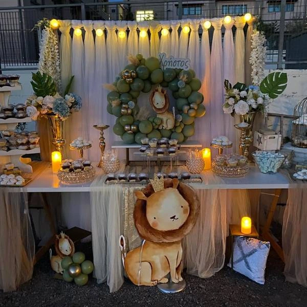 Στολισμός Βάπτισης αγοριού με θέμα το λιοντάρι