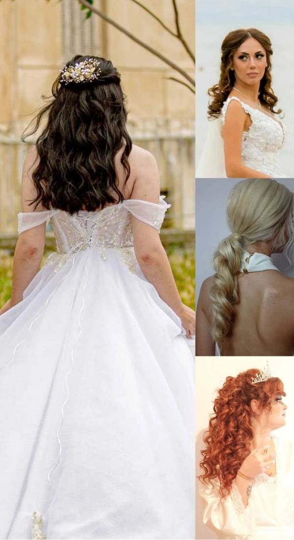 Συλλογή με νυφικά χτενίσματα σε διαφορετικά στυλ – κυματιστά με κόσμημα, ρετρό waves, εντυπωσιακή πλεξούδα και πριγκιπικό look με τιάρα – από την Beauty’s by Christina Matosi