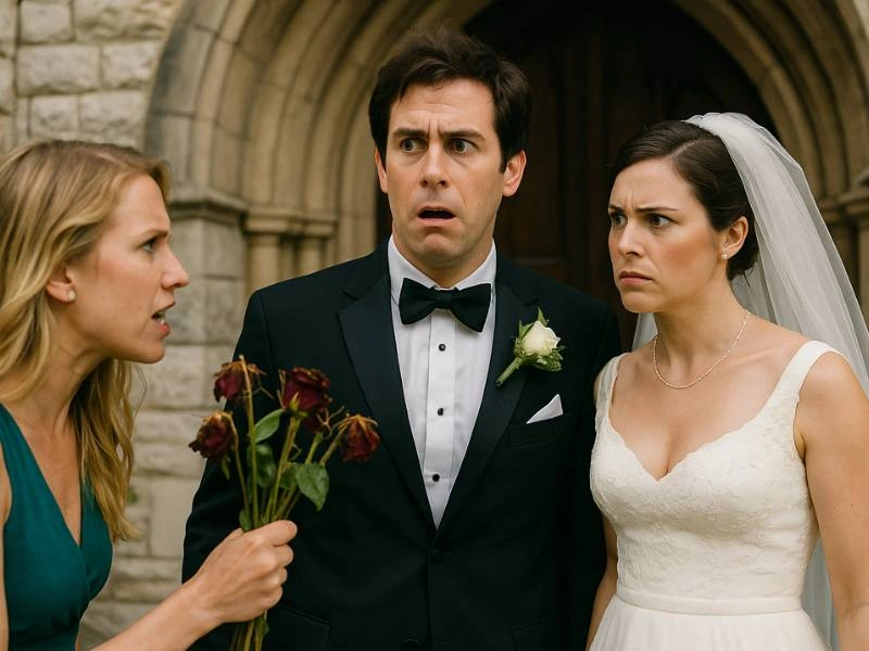 Πρώην σύντροφος εμφανίζεται απρόσκλητη στον γάμο και φέρνει σε αμηχανία το ζευγάρι έξω από την εκκλησία.