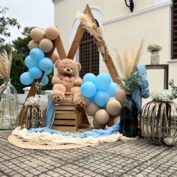 Boho teddy bear theme με pampas & φυσικά υλικά