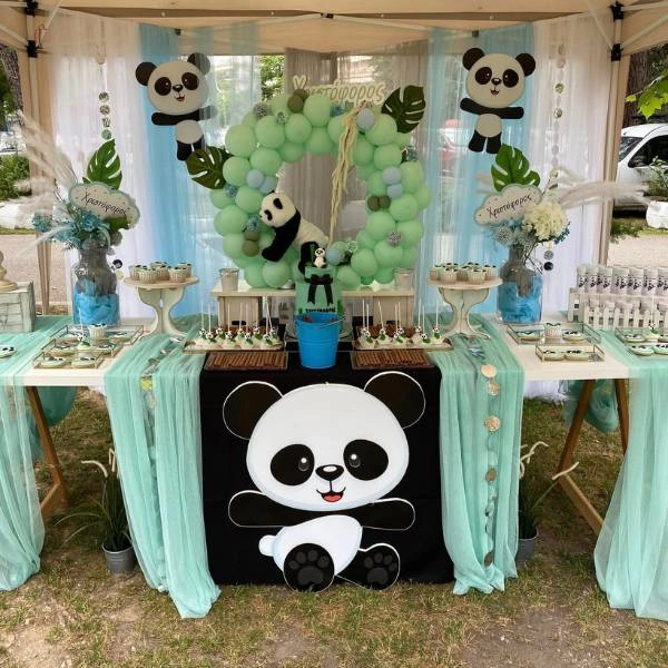 Πλήρες τραπέζι βάπτισης με θέμα panda – στολισμός από τη Δήμητρα της Mostra Carta
