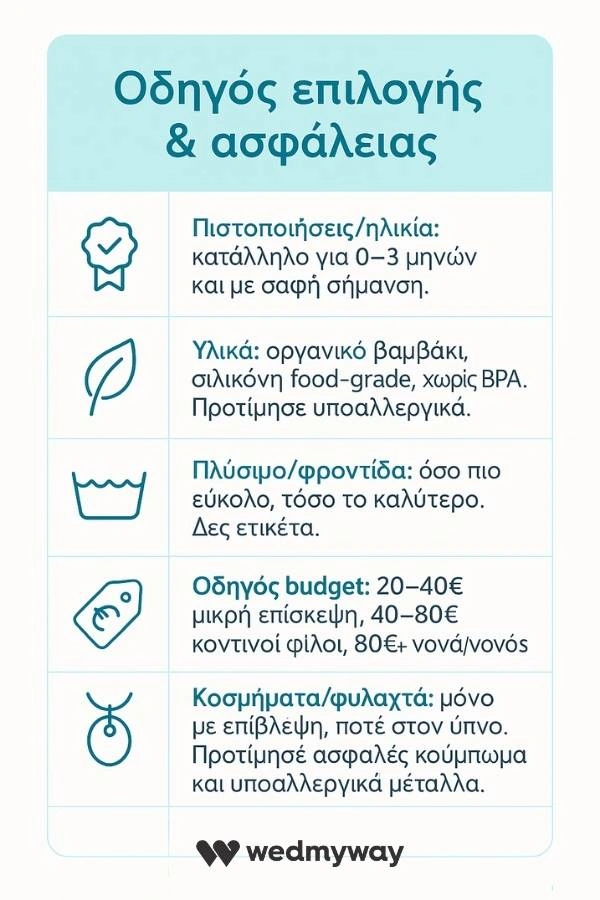 Οδηγός επιλογής και ασφάλειας για δώρα για νεογέννητα