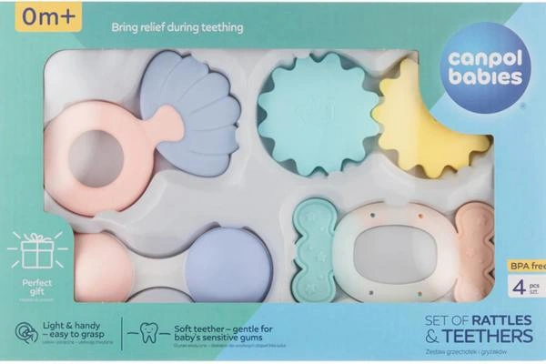 Σετ κουδουνίστρες με μασητικά Canpol Pastels