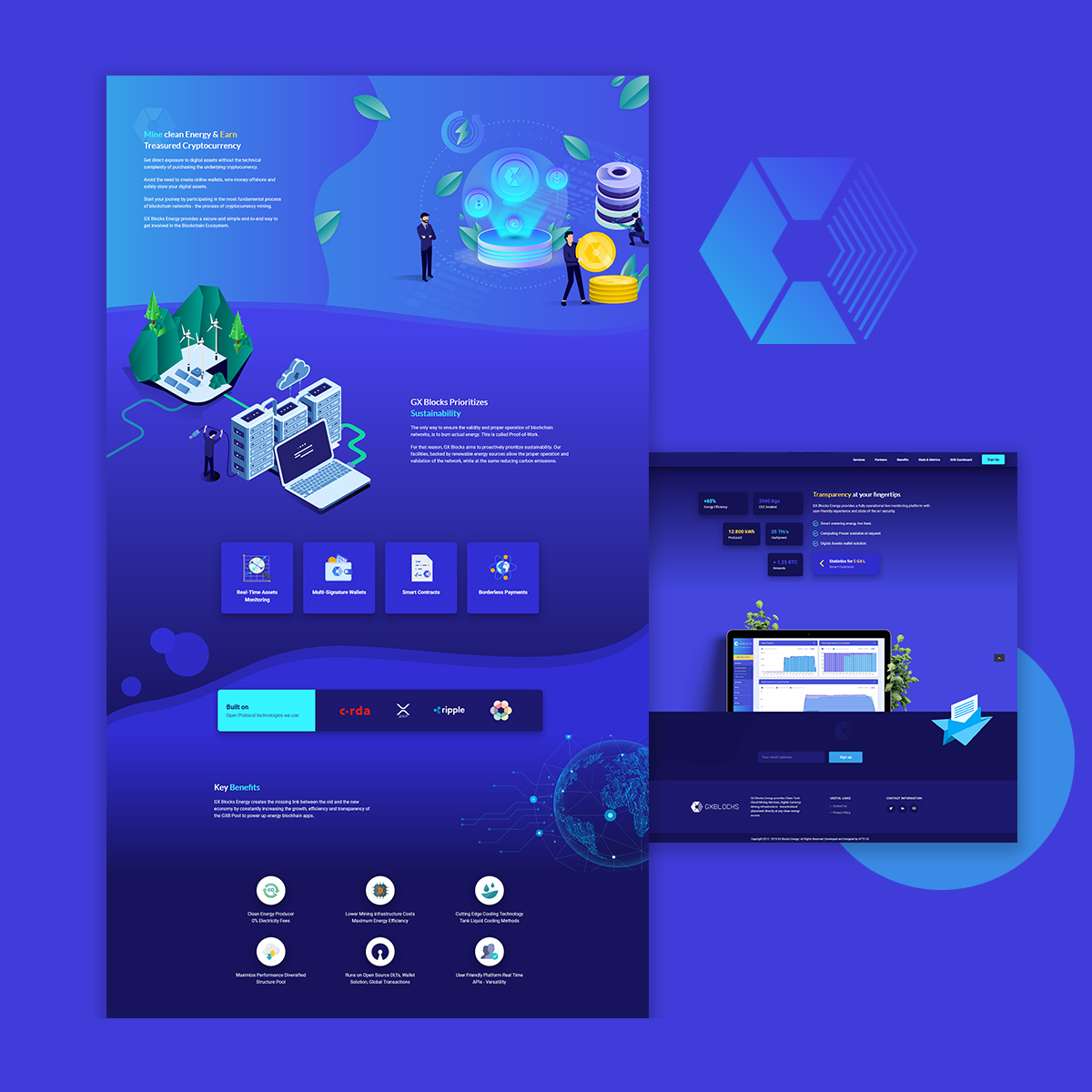 GX Blocks — WordPress Landing Page Development for a Clean-Tech Cloud Mining Startup