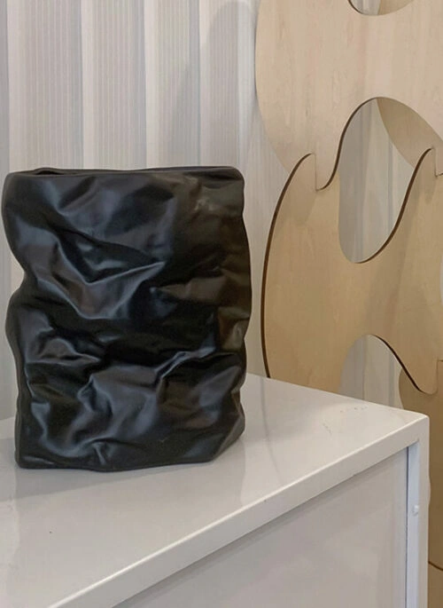 Creased Sack-Shaped Ceramic Vase