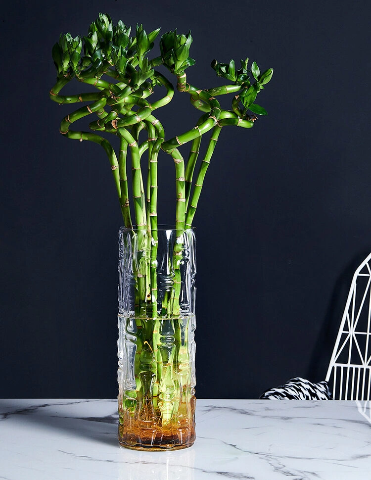 Glass Bamboo Embossed Cylindrical Vases | The Other Aesthetic
