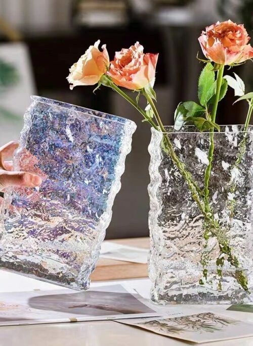 Holographic Ice Crystal Glass Vases