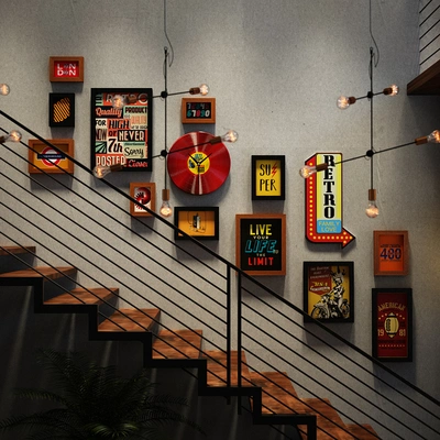 Retro Staircase Wall Decoration Set of Fourteen