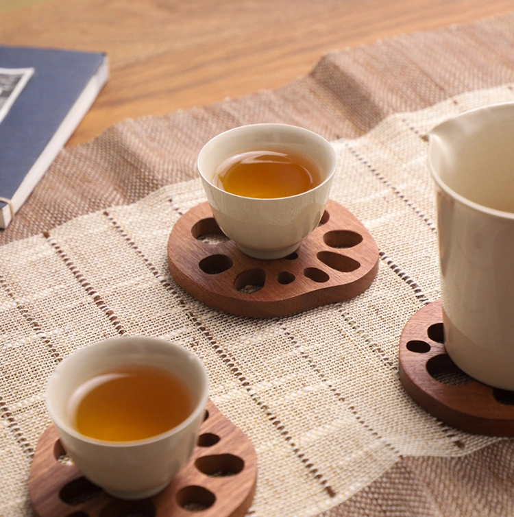 LOTUS コースター 4個セット Wooden Lotus Root Slice Coasters | The Other Aesthetic