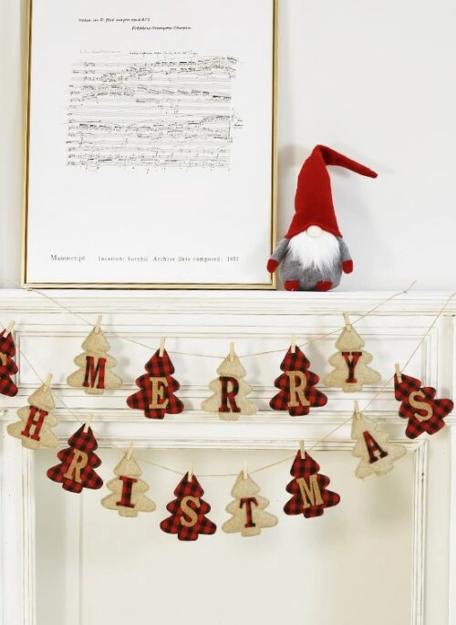 Fabric Merry Christmas Hanging Flag
