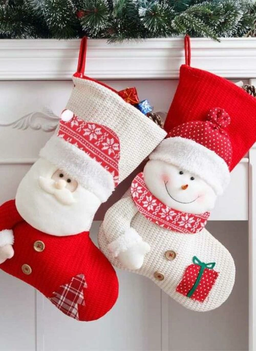 Knitted Santa Christmas Stocking