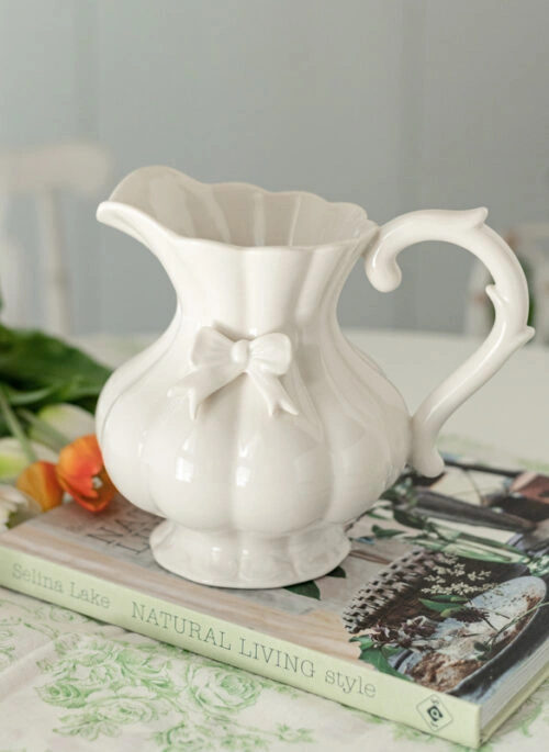 Ceramic Vintage Style Vase with Bow