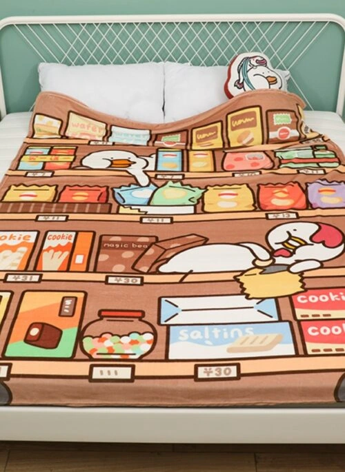 Flannel Blanket with Animated Snack Print