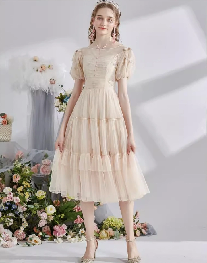 Apricot Gold HightWaisted A-Line Dress M