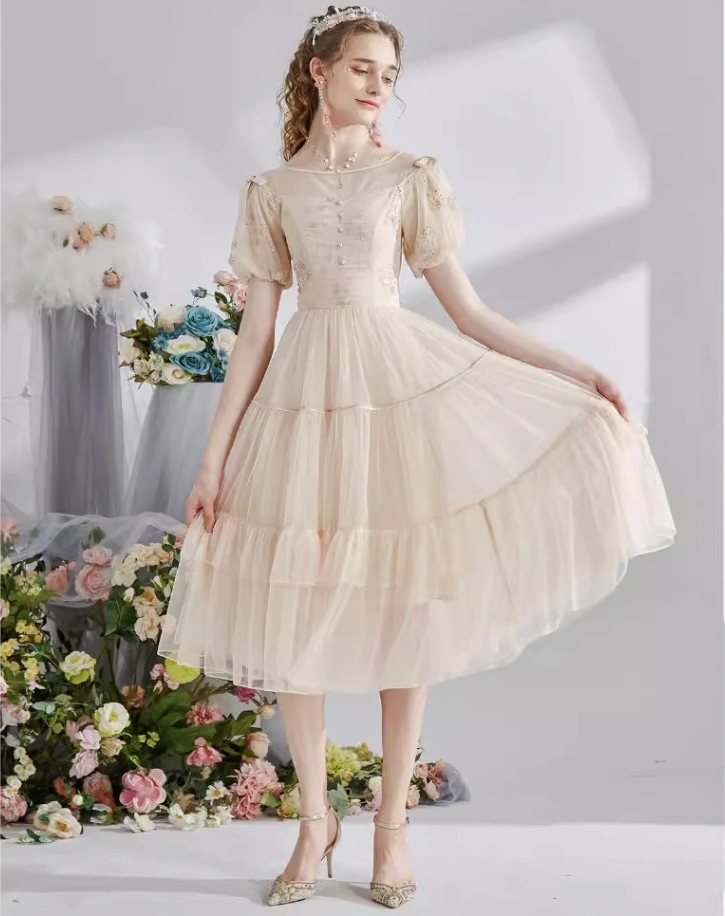 Apricot Gold HightWaisted A-Line Dress