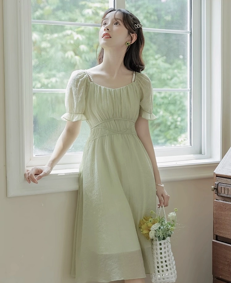 slim fit dress slacks Green Floral Open Back Mini Dress - Casual Dresses main image 1
