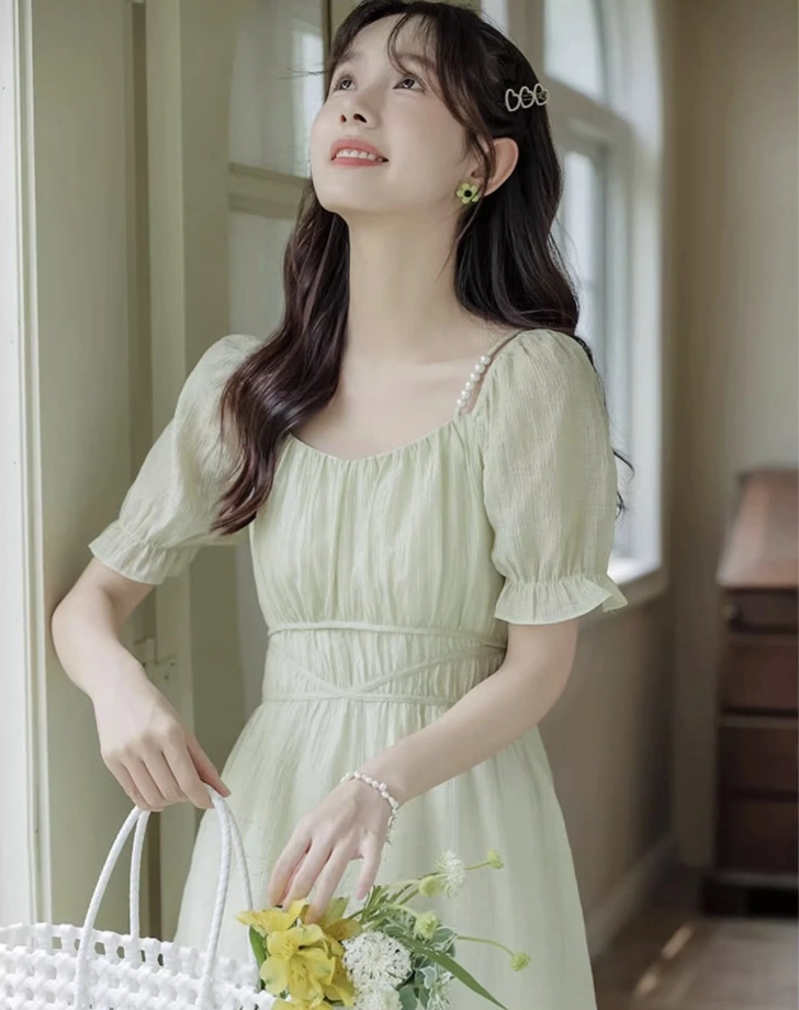 slim fit dress slacks Flowy Light Green Prom Dress main image 0