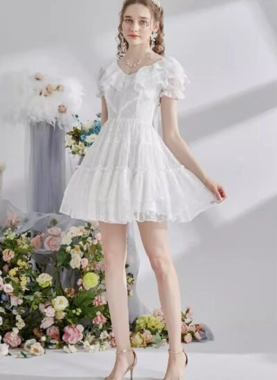 strapless open back dress Sweetheart Pink A-Line Short Princess Dress – FancyVestido main image 0