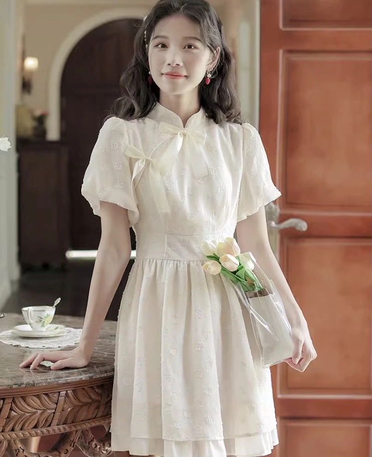 Short White Chinese Style Dress | The Other Aesthetic