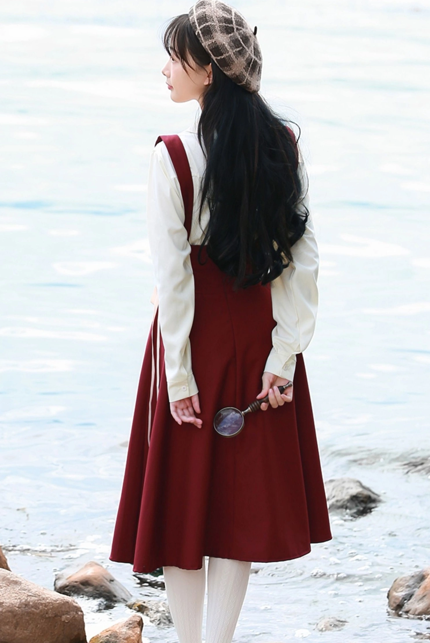Red Side Waist Tie Suspender Dress And Shirt | The Other Aesthetic Red Side Waist Tie Suspender Dress And Shirt | The Other Aesthetic