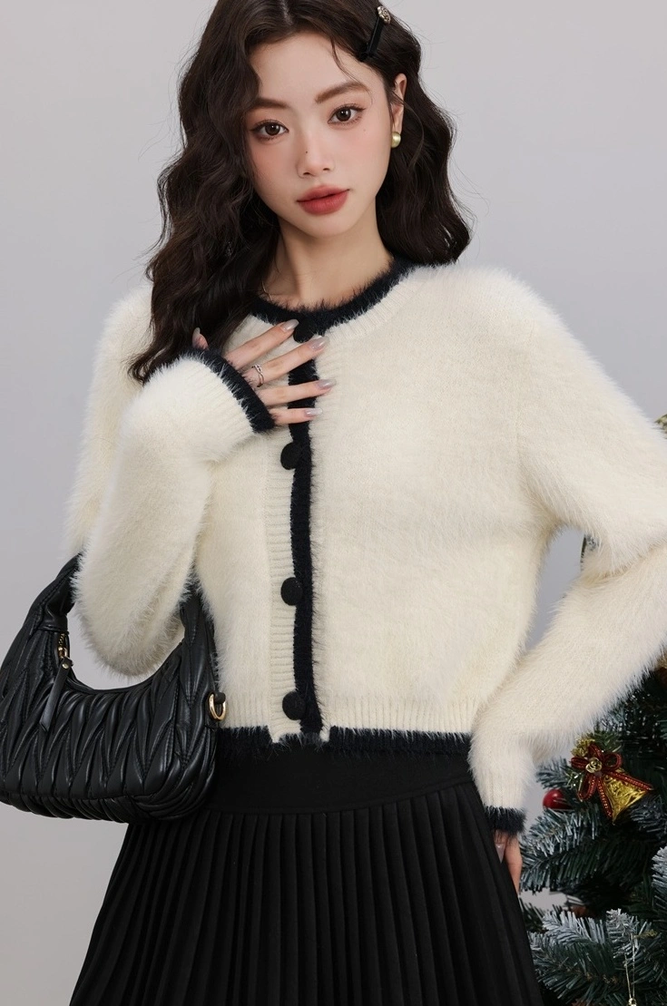 Color Contrast Fluffy Sweater