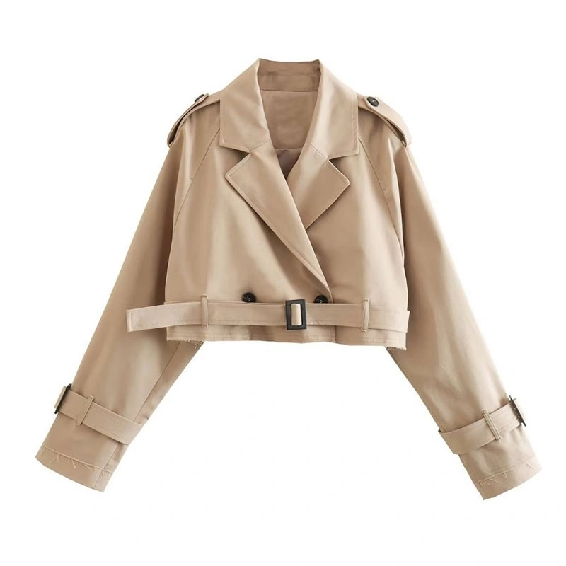 Khaki Cropped Trench Coat