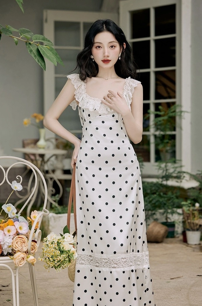 knee length dresses for ladies Maneater Swing Dress in Teal Blue Polka Dot