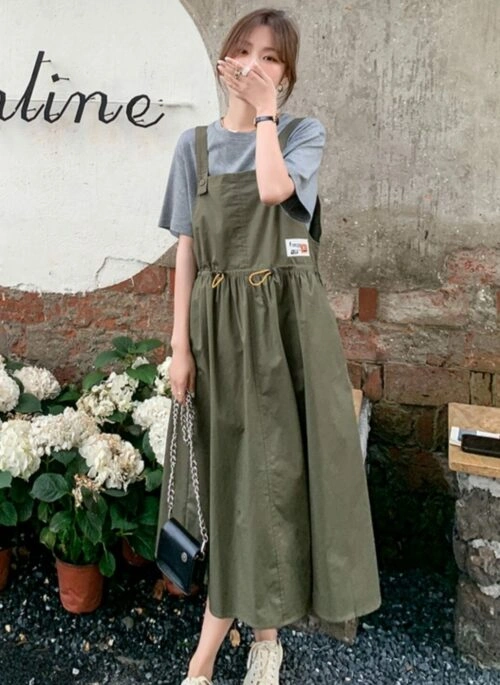 green suspender dress Elegant Corset Maxi Dress-Green – Aclosy