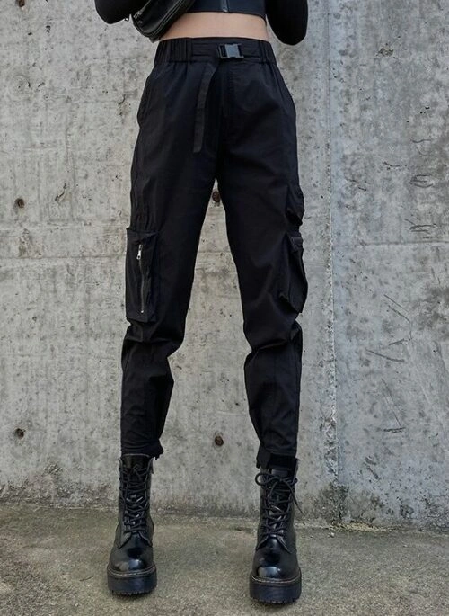 Black Cargo Casual Pants