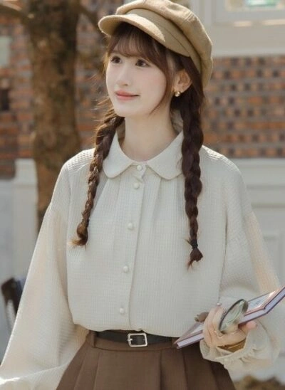 Apricot Polo Collar Waffle Shirt