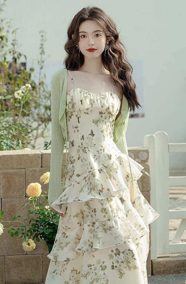 slim fit dress slacks Green Fairy Medieval Cottagecore Princess Dress Royalcore Aesthetic main image 1