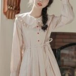 Pink French Ruffled Baby Collar Retro Dress