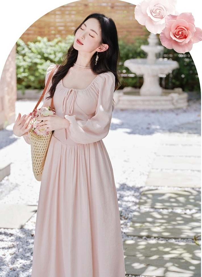 fitted lace wedding dress Modest Formal Wrap Dress G447 Rose Pink