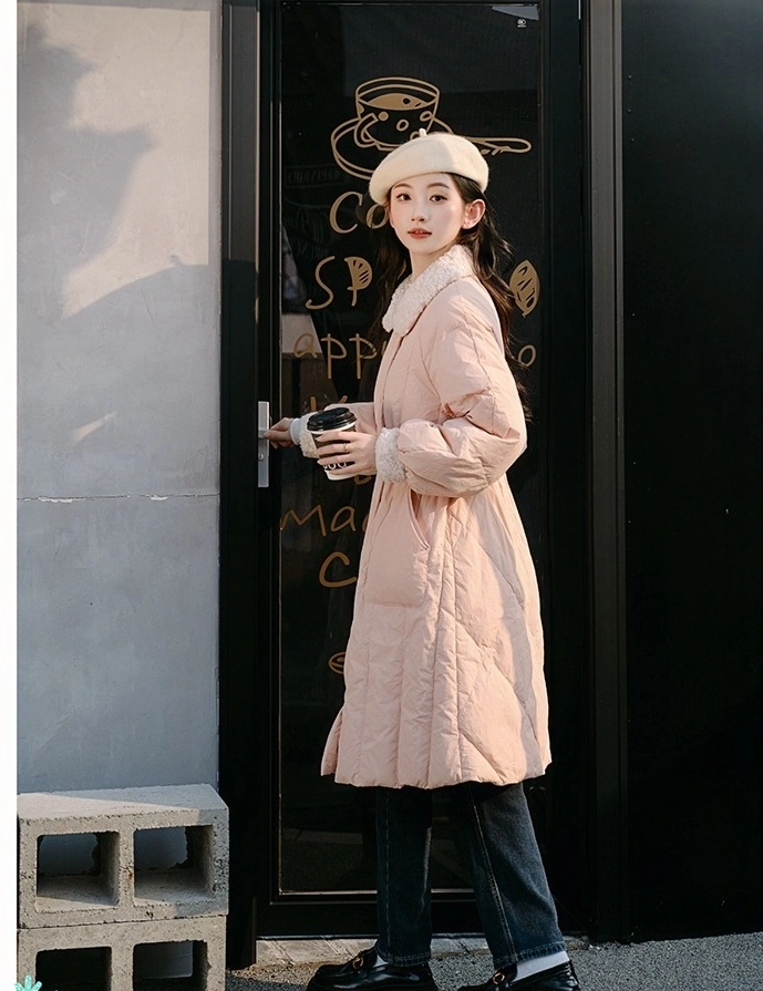 Pink Over The Knee Long Jacket With Fur Lining | The Other Aesthetic