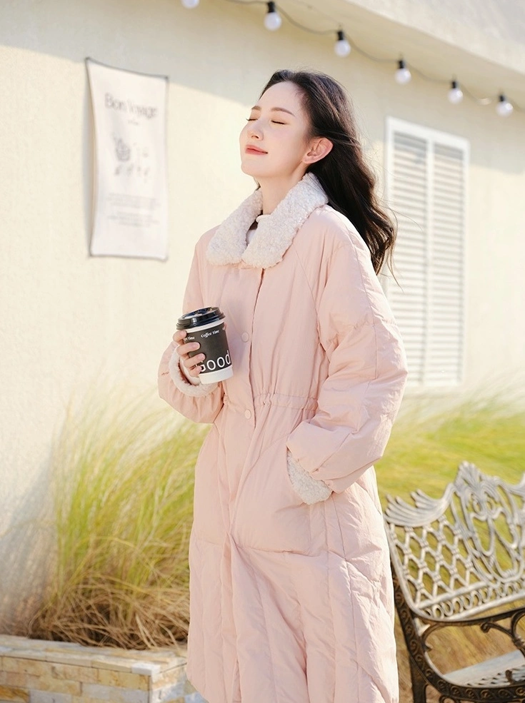 Pink Over The Knee Long Jacket With Fur Lining | The Other Aesthetic