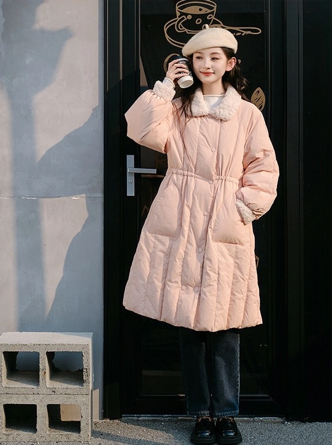 Pink Over The Knee Long Jacket With Fur Lining | The Other Aesthetic